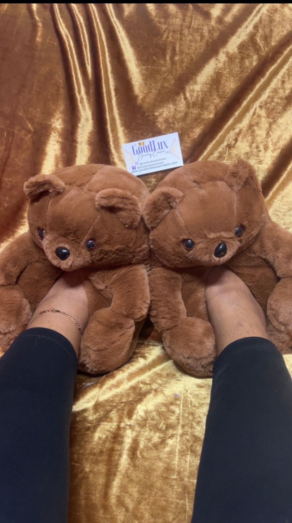 Dark Brown Teddy Bear Slippers