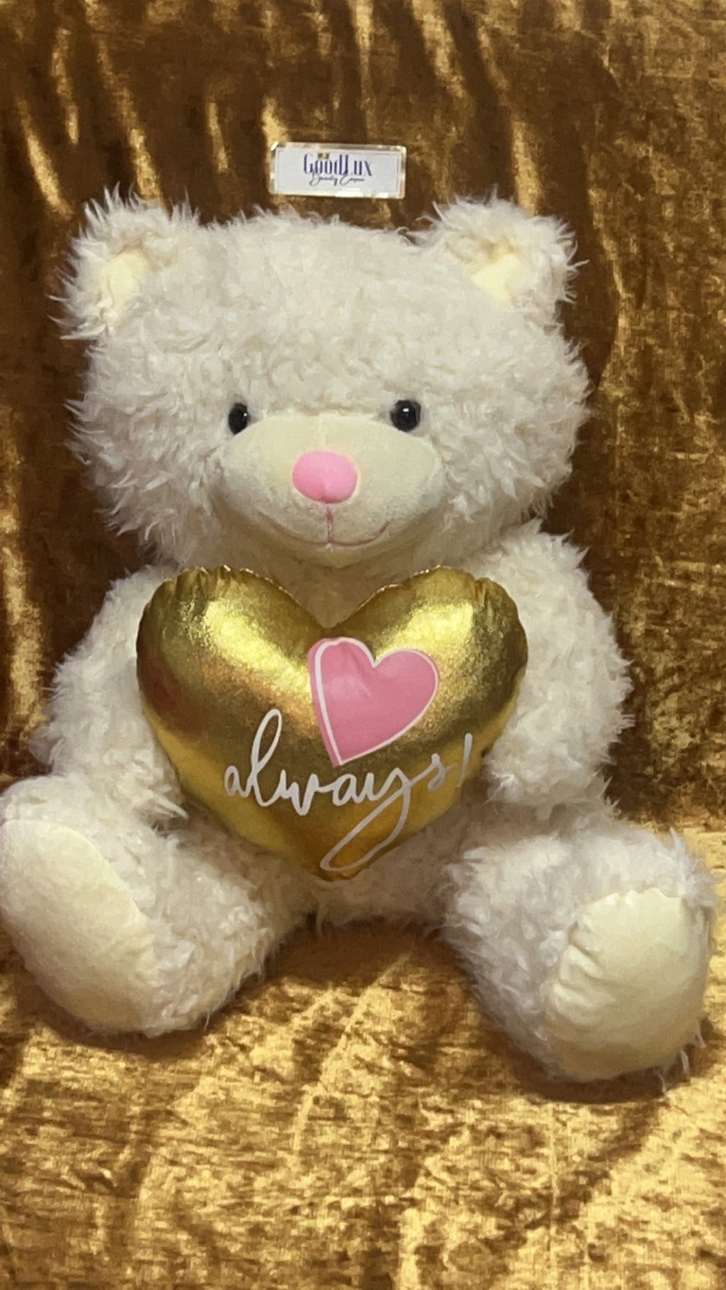 Gold and pink Heart Love Bear