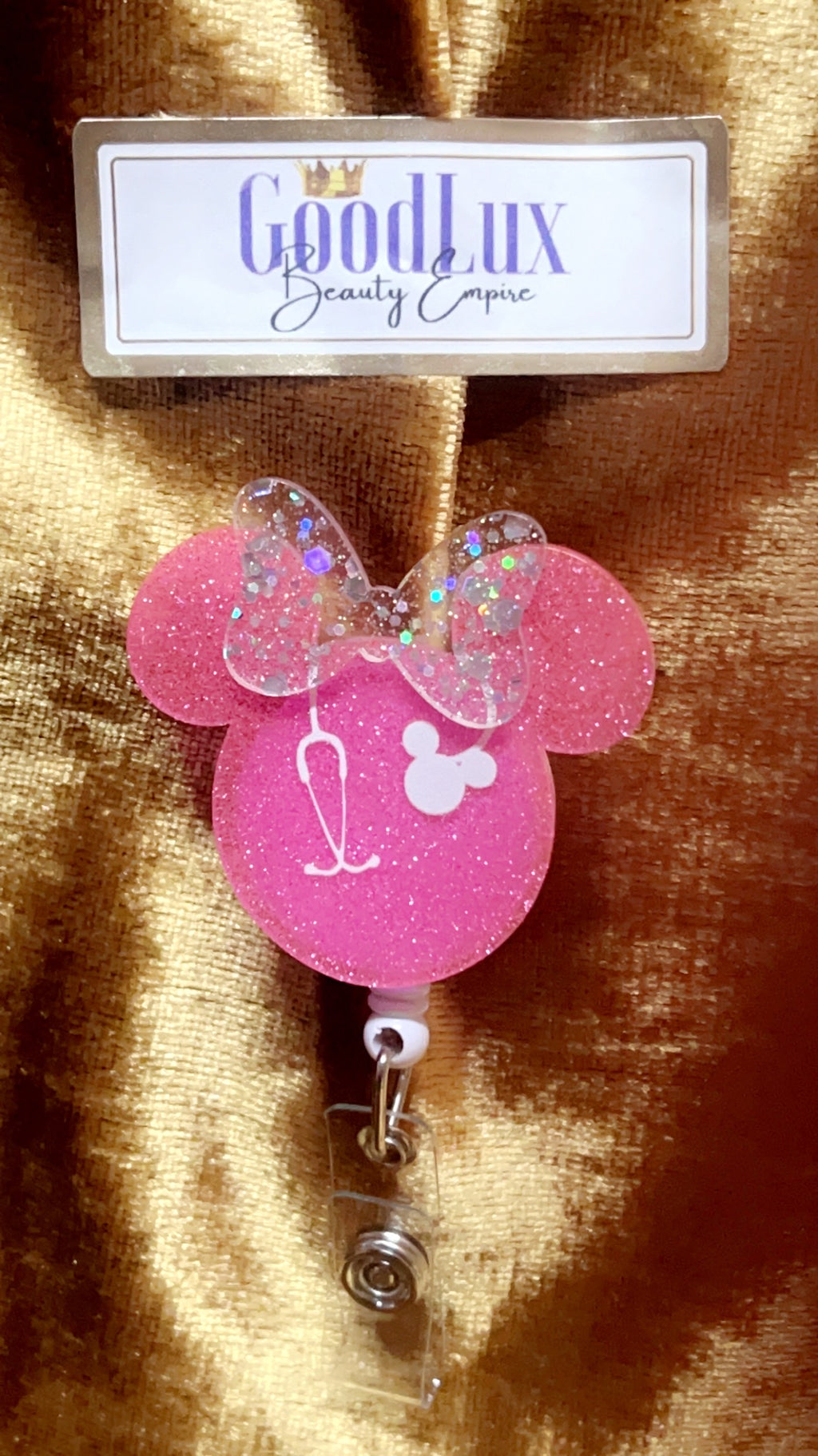 Pink Minnie Mouse Nurse Badge Reel