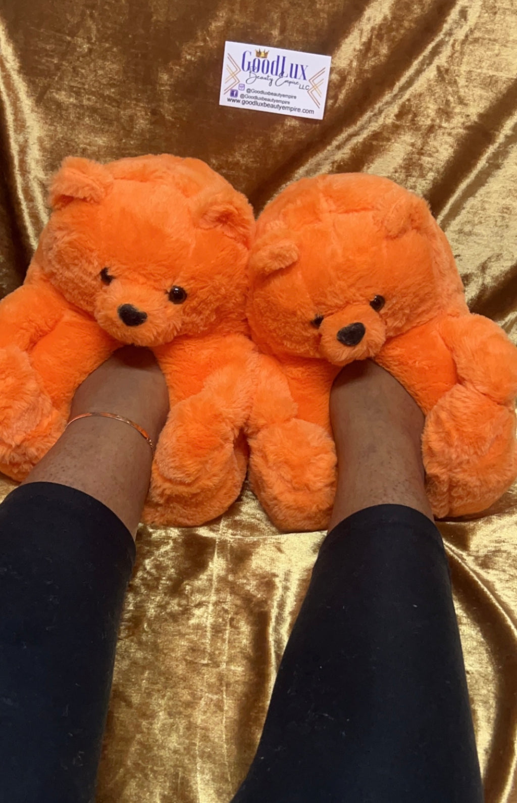 Orange Teddy Bear Slippers