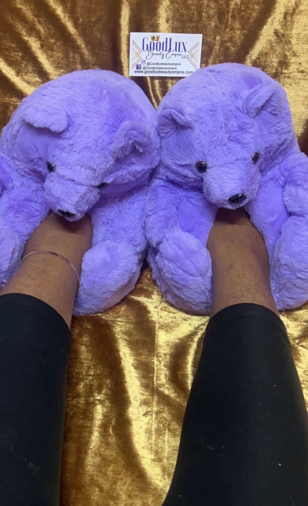 Purple Teddy Bear Slippers