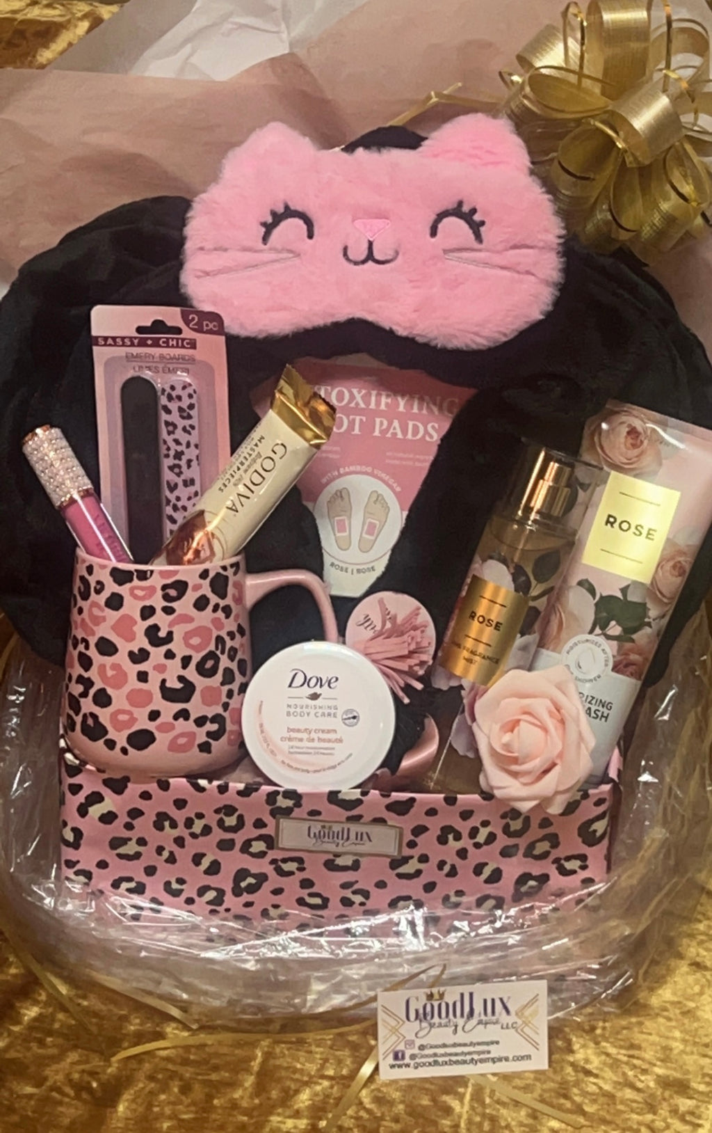 Pink and Black Luxury/Spa Gift Basket