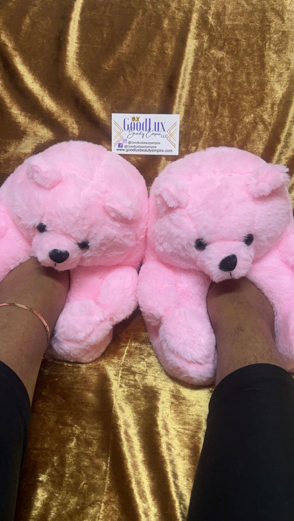 Baby Pink Teddy Bear Slippers