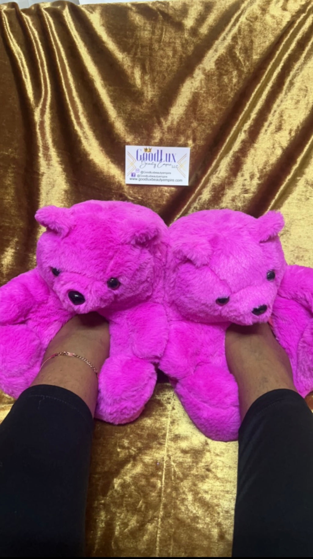 Hot Pink Teddy Bear Slippers