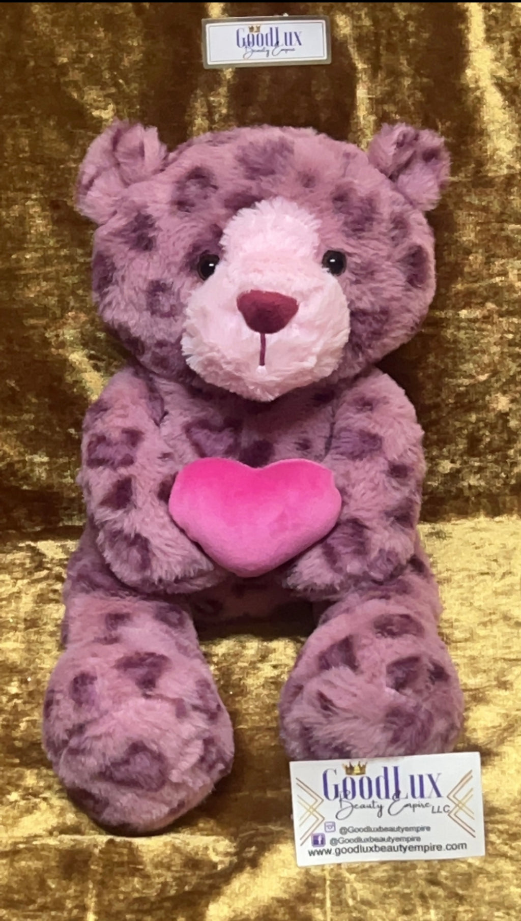 Pink Heart Leopard Bear