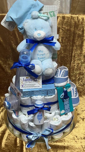 Baby Boy Diaper Cake Gift Basket