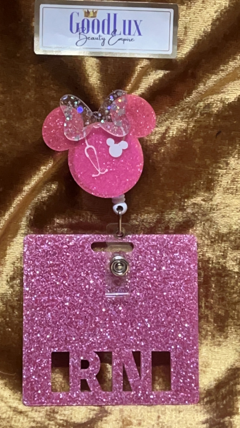 Pink Minnie mouse Badge Accessory Bundle