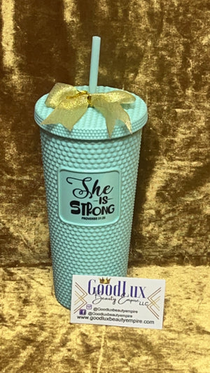 She is Strong Teal tumbler