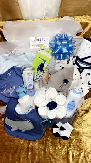 Baby Boy Whale Theme Gift Basket